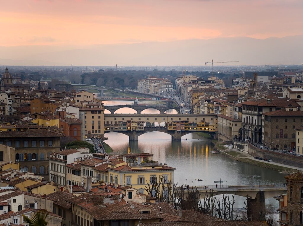Ponte Vecchio al tramonto visto da Piazzale Michelangelo